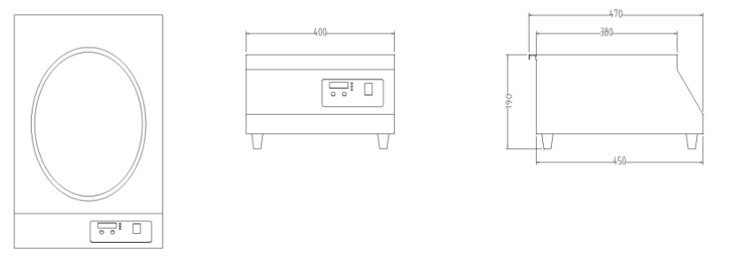 台式电磁炒炉三视图