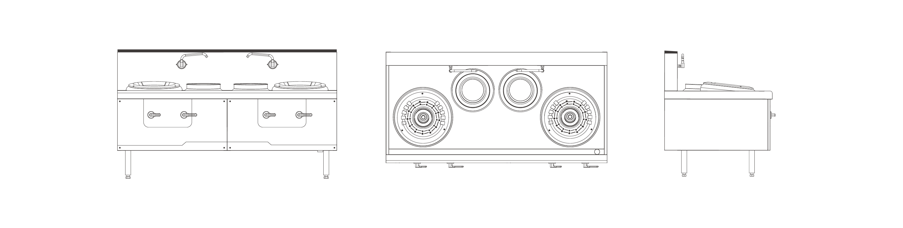 智睿系列炒菜灶三视图
